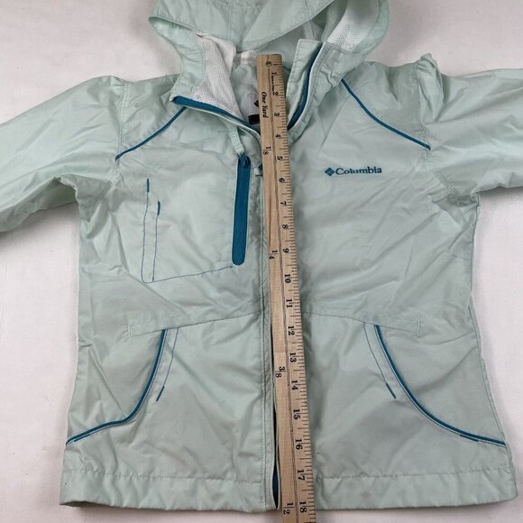 Columbia Hooded Windbreaker Youth Girls (7-8) Nylon Shell Mesh Lining Green - Picture 4 of 14